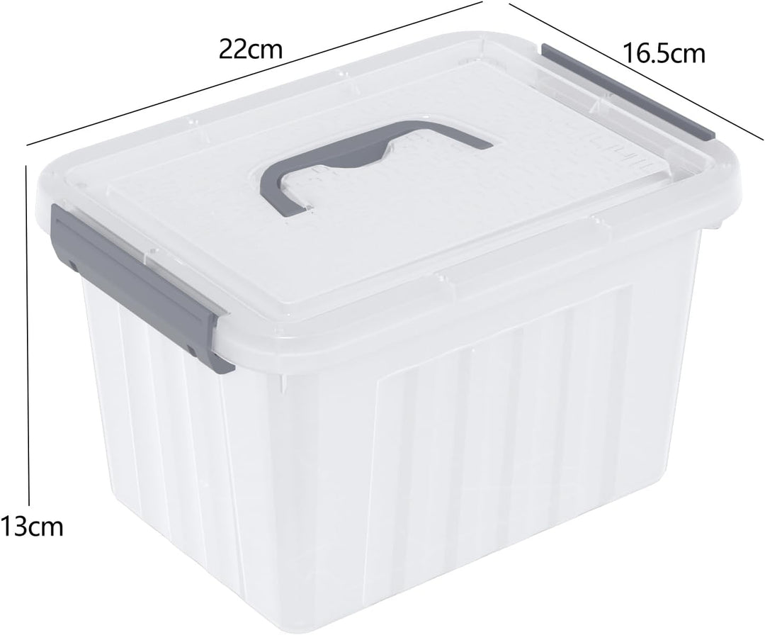 Parlynies 6er-Set Mini Aufbewahrungsbox aus Kunststoff mit Deckel, 3 Liter, Klar (3 L) UK, (3 L) UK