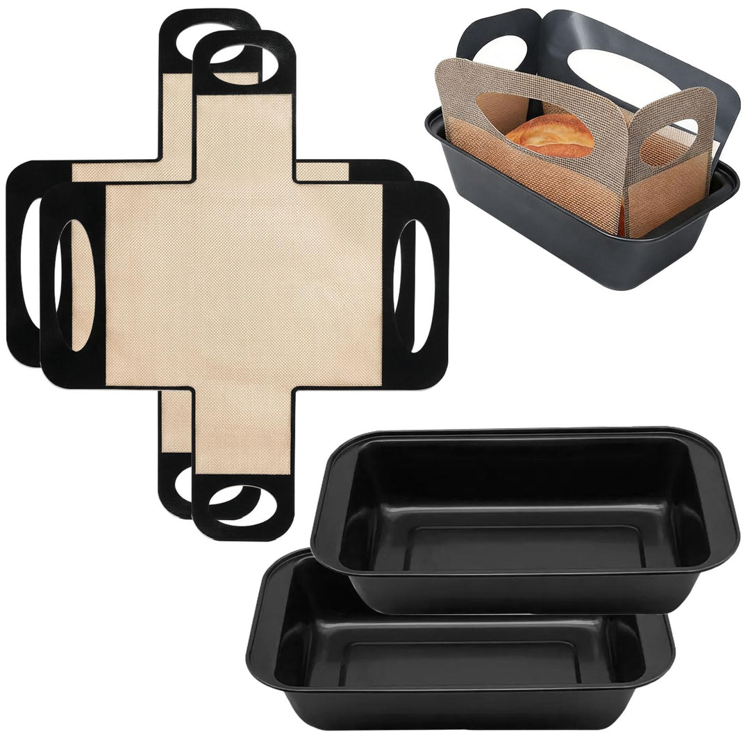 2 Stück Edelstahl Brotbackform - 27.5x15x6cm Kastenform mit 2x Backmatte, Toastbrot Backform Kohlens