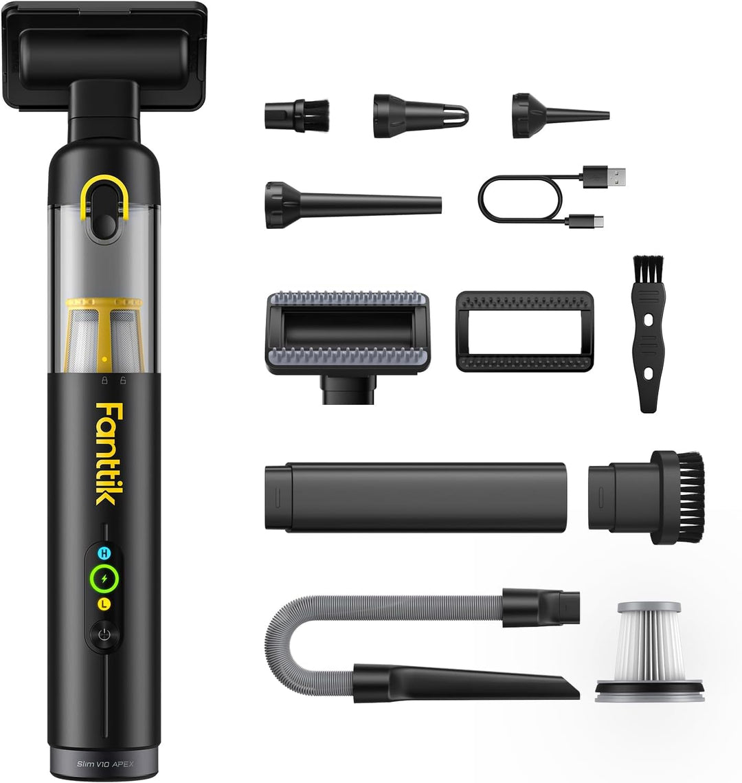 Fanttik Slim V10 Apex Kabelloser 4-in-1 Auto &amp; Mini-Handstaubsauger mit 19000 Pa Saugkraft, Smarter