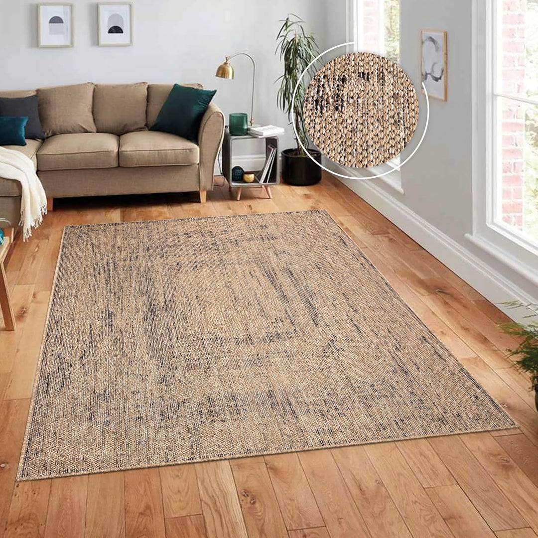 Paco Home Outdoor Teppich wetterfest &amp; langlebig Flachgewebe in moderner Jute-Sisal-Optik in Naturtö