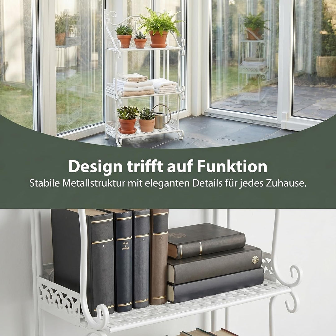 Zusammenklappbares Pflanzenregal aus Metall, Blumenständer im für Innen &amp; Aussen, Eisen-Regal für Ba