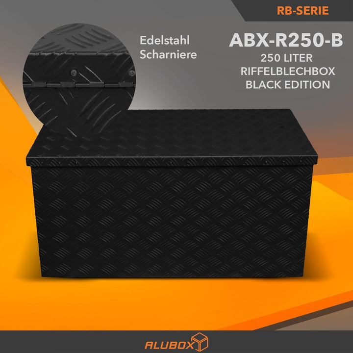 Alubox STRONG - BLACK EDITION ABX-R250 Aluminium Transportkiste aus 3mm Riffelblech 250 Liter in sch
