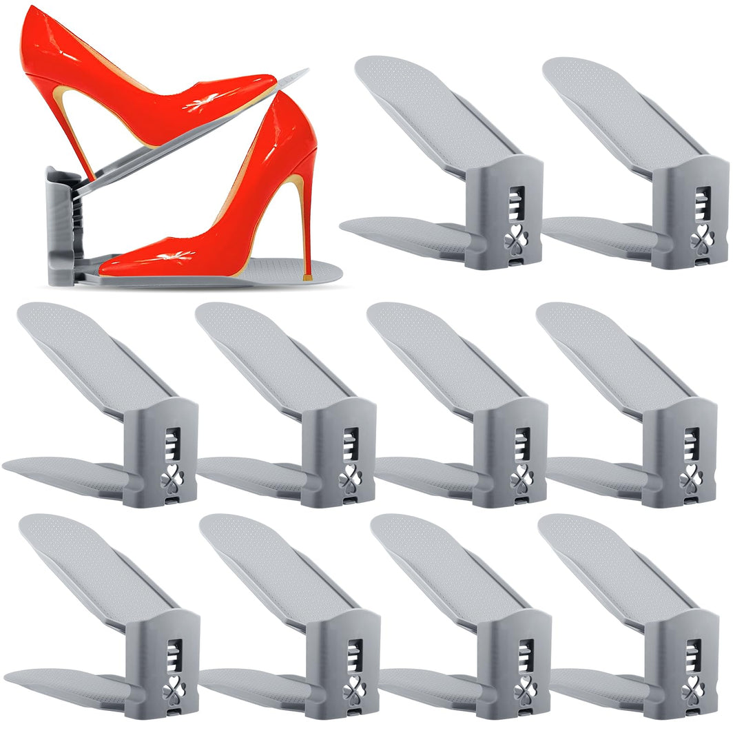 10 Stück Einstellbare Schuhregale, Schuhhalter Set,3 Höhenverstellbar Abnehmbar, Platzsparend, rutsc