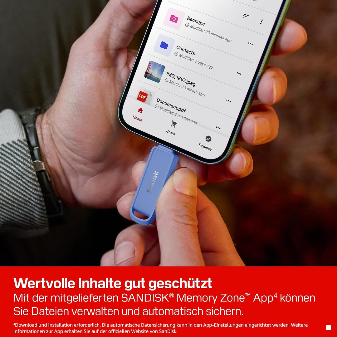 SANDISK Phone Drive mit USB Type-C 1 TB (Flash-Laufwerk für Smartphones, Tablets und Computer, 150 M