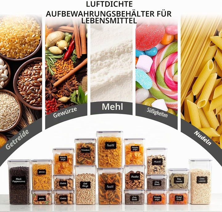 36 Stück Vorratsdosen mit Deckel Luftdicht,Aufbewahrungsbox mit Deckel,BPA-frei, Transparenter Kunst