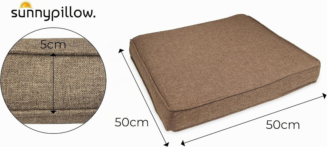 sunnypillow 4er Set Stuhlkissen wasserdicht UV-lichtecht 50 x 50 x 5cm | Polsterauflage Auflage für