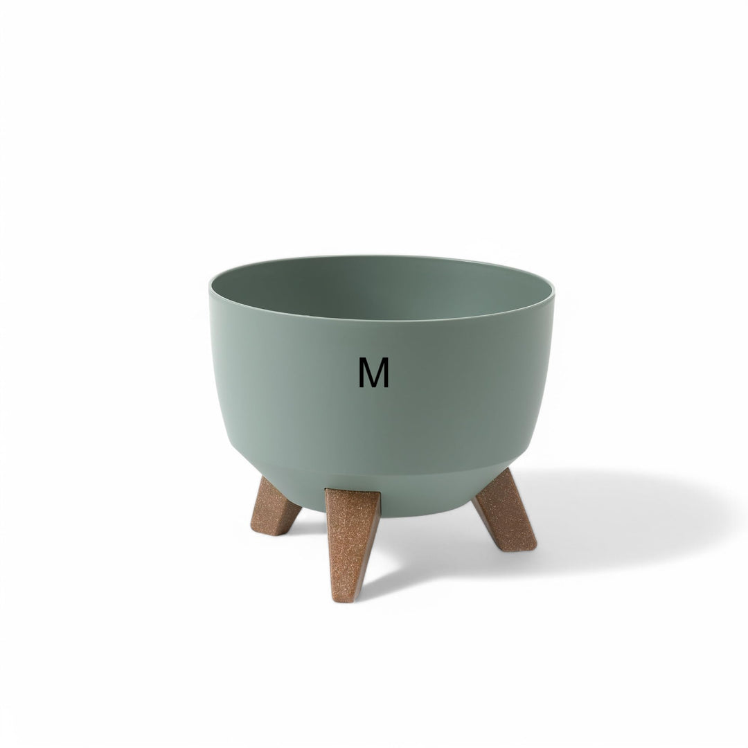 MELTOM Blumentopf mit Füssen Ø 29 cm Grün Übertopf mit Drainageboden Grün M - 29 cm, Grün M - 29 cm