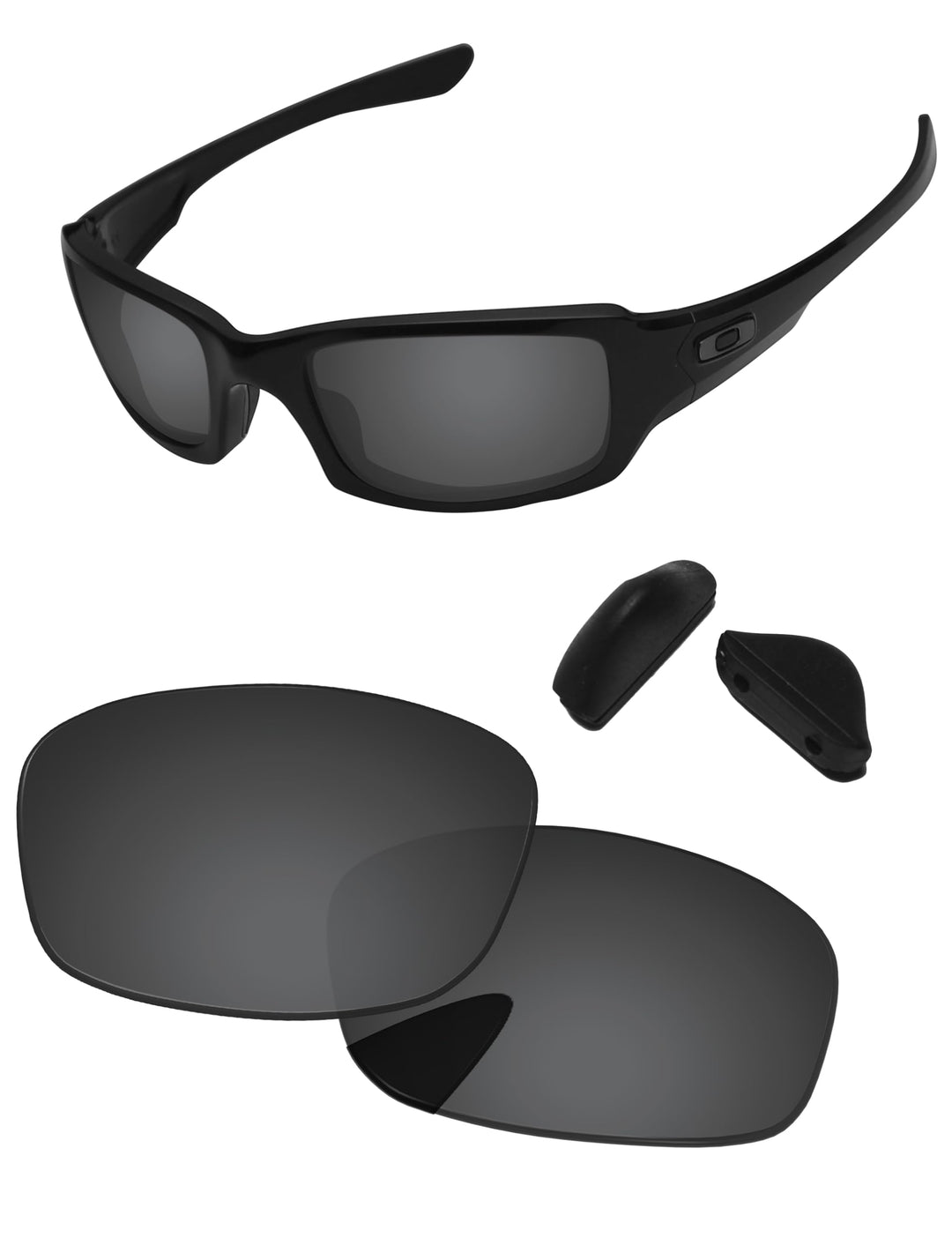 PapaViva Ersatzlinsen für for Oakley Fives Squared Pro+ Black Grey Polarized, Pro+ Black Grey Polari
