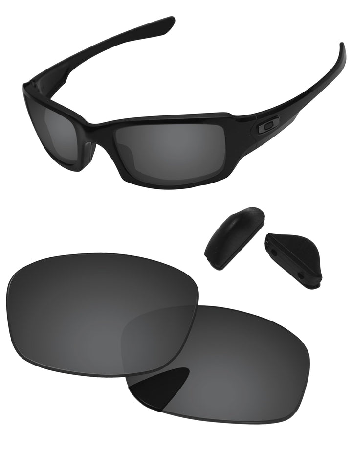 PapaViva Ersatzlinsen für for Oakley Fives Squared Pro+ Black Grey Polarized, Pro+ Black Grey Polari