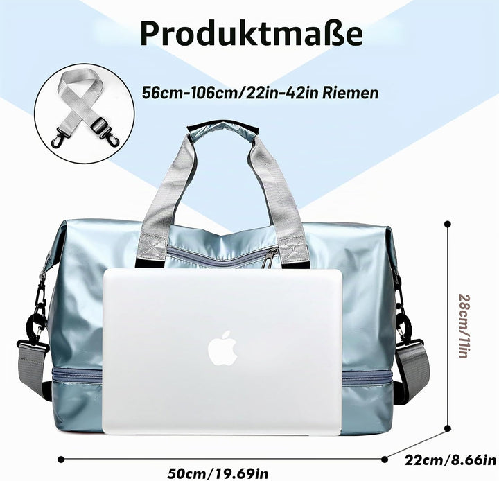 Sporttasche Damen Reisetasche mit Schuhfach (Blau), Blau