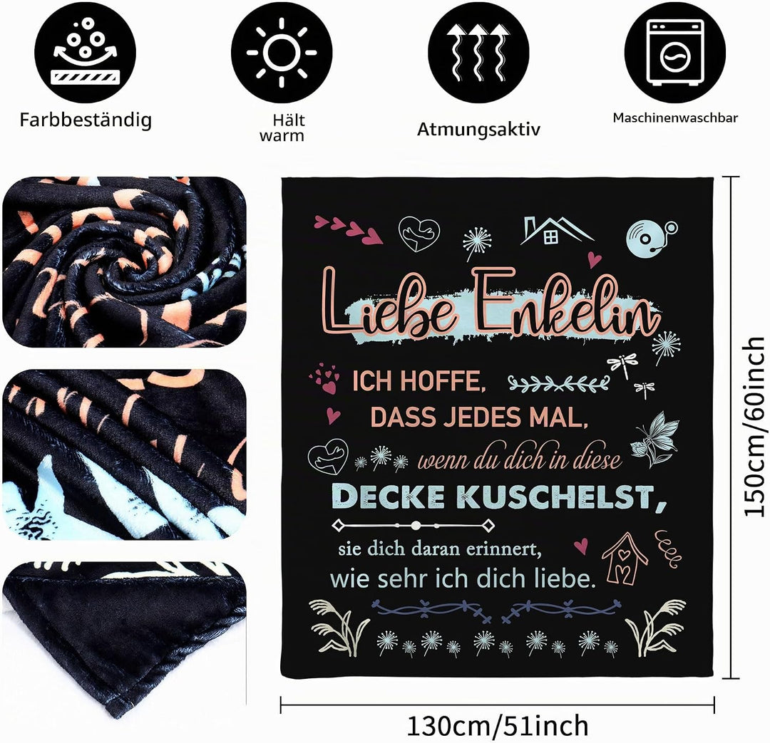Original Geschenk Liebe Enkelin Ich Hoffe Dass Jedes Mal Wenn Du Dich In Diese Decke Kuschelst Sie D