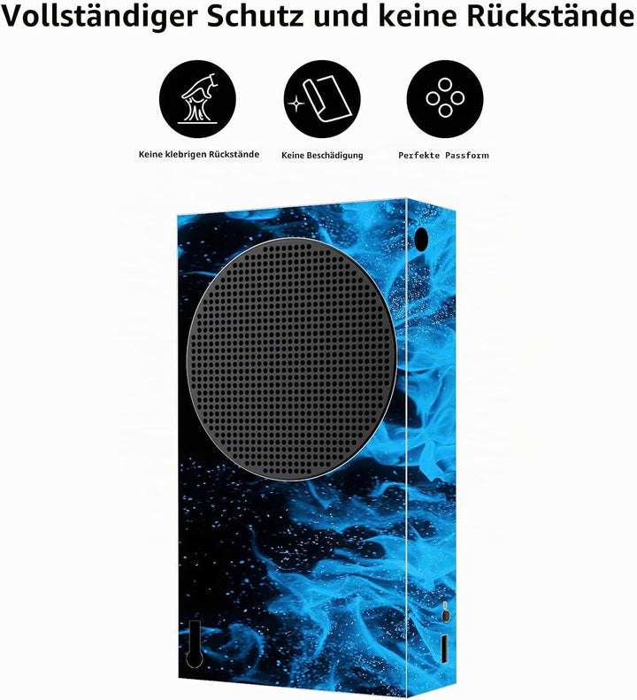 PlayVital Skin für Xbox Series S Konsole &amp; Controller, Vinyl Aufkleber Blaue Flamme., Blaue Flamme.