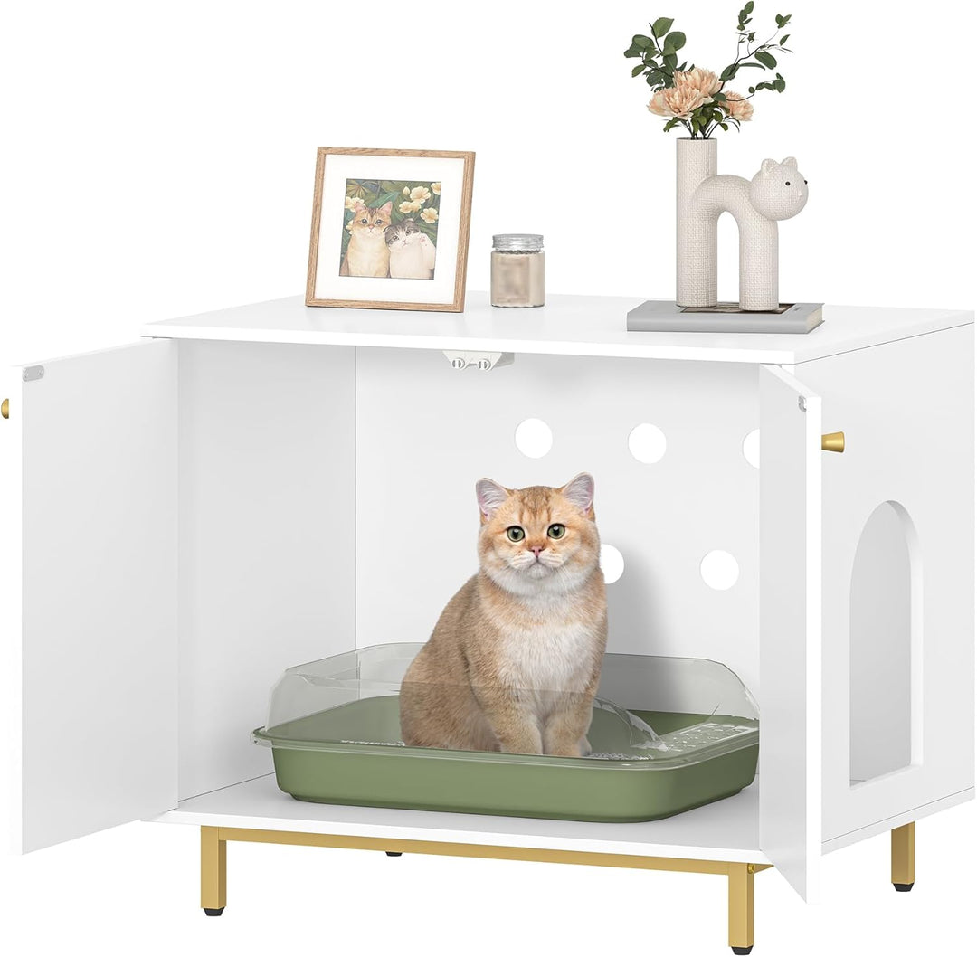 Hzuaneri Katzenschrank, Katzentoilette, Katzenklo Schrank, Katzenhaus mit Tür, Hölzerner Beistelltis