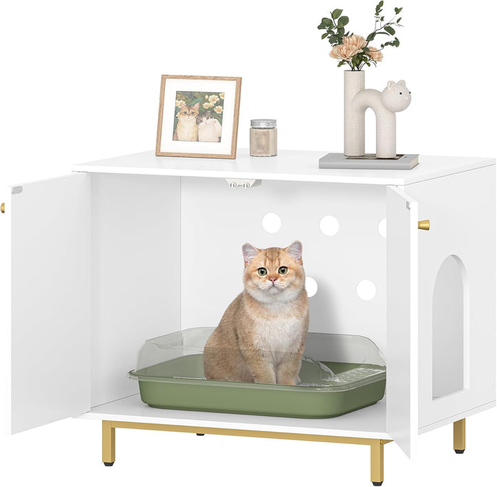 Hzuaneri Katzenschrank, Katzentoilette, Katzenklo Schrank, Katzenhaus mit Tür, Hölzerner Beistelltis