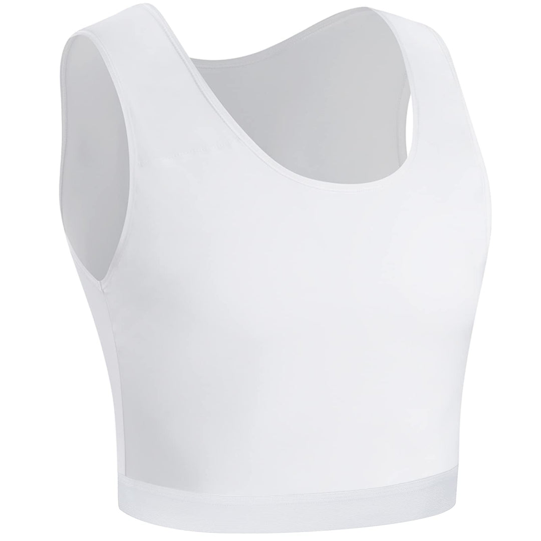 XUJI Brust Binder Transgender FTM Elastische Kompression BH Pullover Tank Top M Weiss, M Weiss