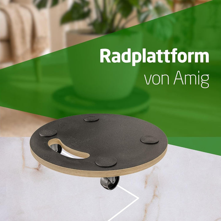 Amig - Transportplattform mit Rädern | Runder Rollständer | 4 rutschfeste Matten | Ø30 cm | Max. Bel