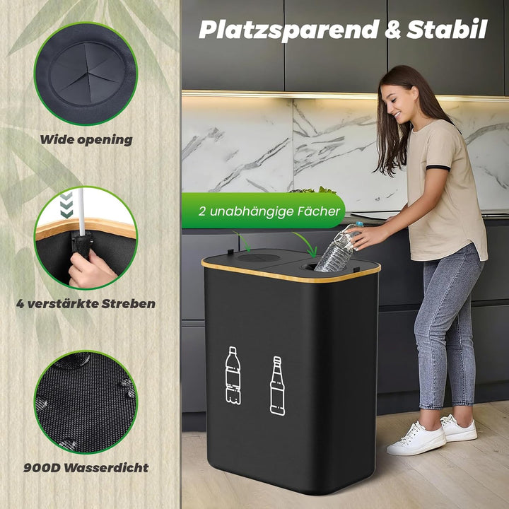 MIDINGCHAI 160L Pfandflaschen Sammelbehälter 2 Fächer, Flaschen Organizer für Leergut, Recycling Beh