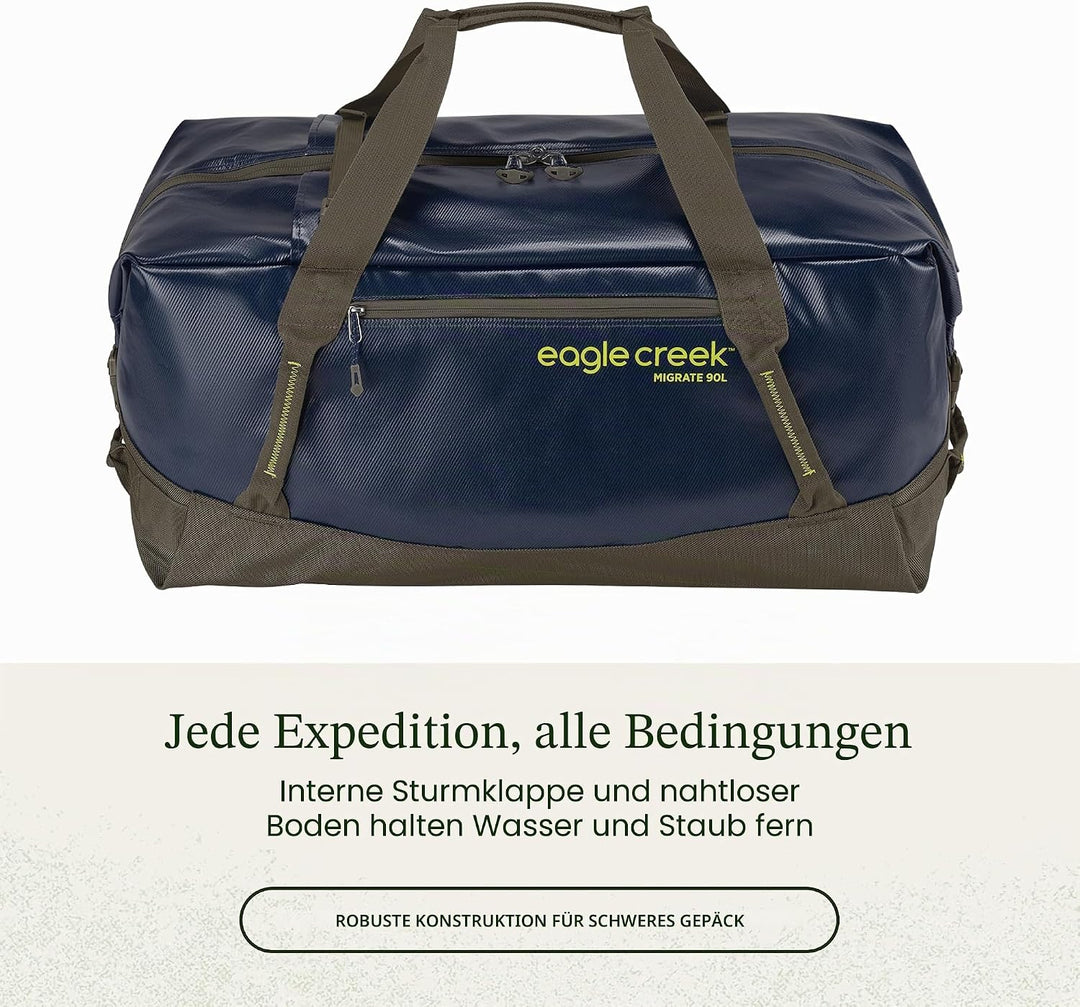 Eagle Creek Migrate Duffel Reisetasche – 100% recycelte Materialien, breite Öffnung und verstaubare