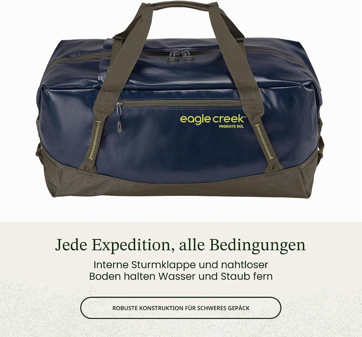 Eagle Creek Migrate Duffel Reisetasche – 100% recycelte Materialien, breite Öffnung und verstaubare