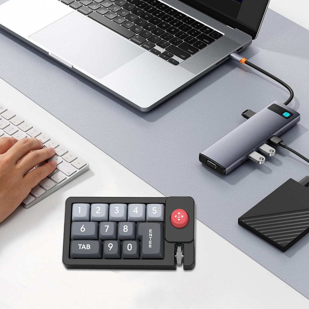 Programmierer Tastatur Ergonomischer Einhand-Ziffernblock, Als Separater Schwarz, Schwarz