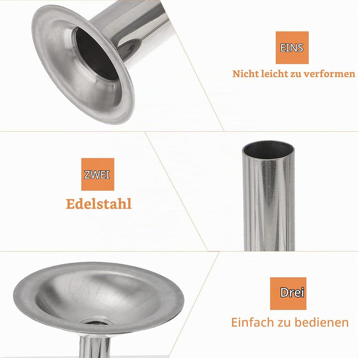 Edelstahl Wurstfüllrohre Set – 3 Stück Wurstfülltrichter Für Fleischwolf Grösse 8 Ideal Für Hausgema