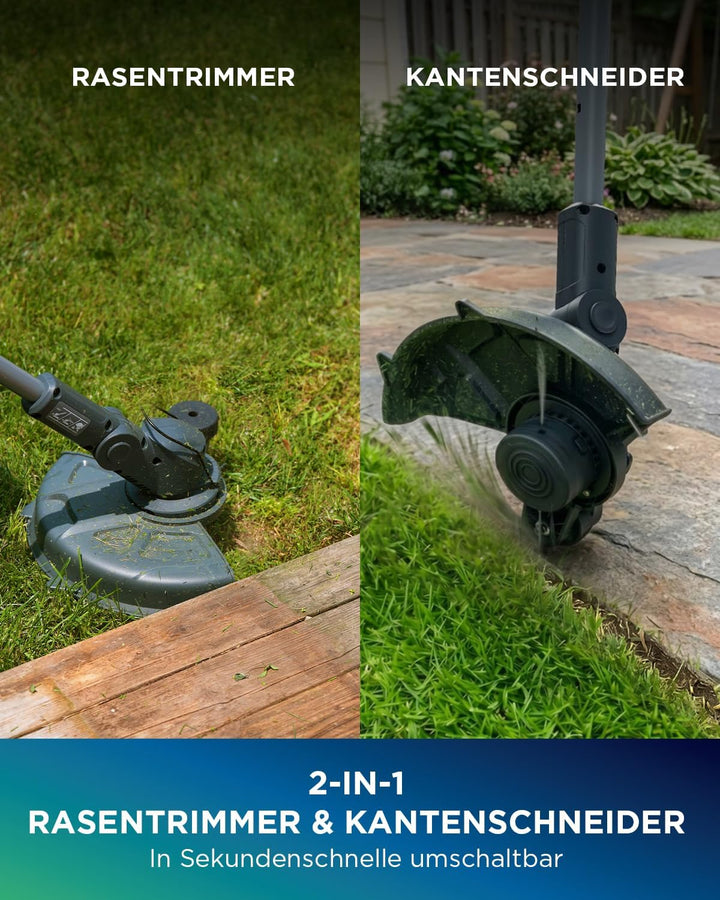 30 cm 20V Brushless 2-in-1 Akku Rasentrimmer &amp; Rasenkantenschneider Grau und Grün, Grau und Grün