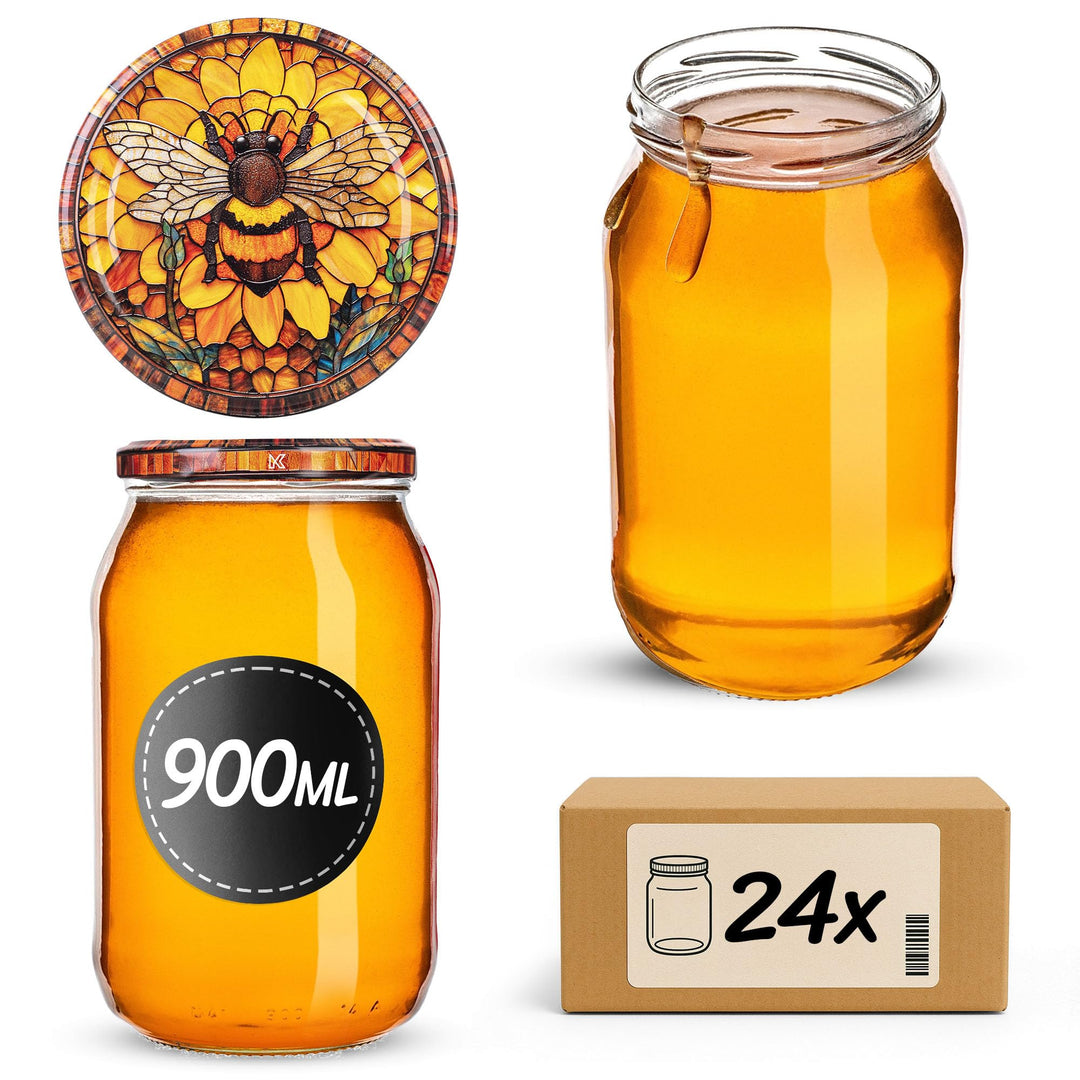 KADAX Einmachgläser 900ml TO82, Grosse Sturzgläser mit Schraubdeckel, Einkochgläser Fermentierglas f