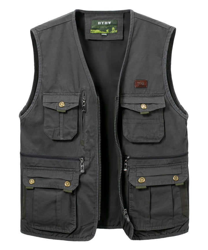 Oralidera Herren Outdoor Weste Freizeit Jacke Leicht Safari Weste mit Reissverschluss Jagd und Angle