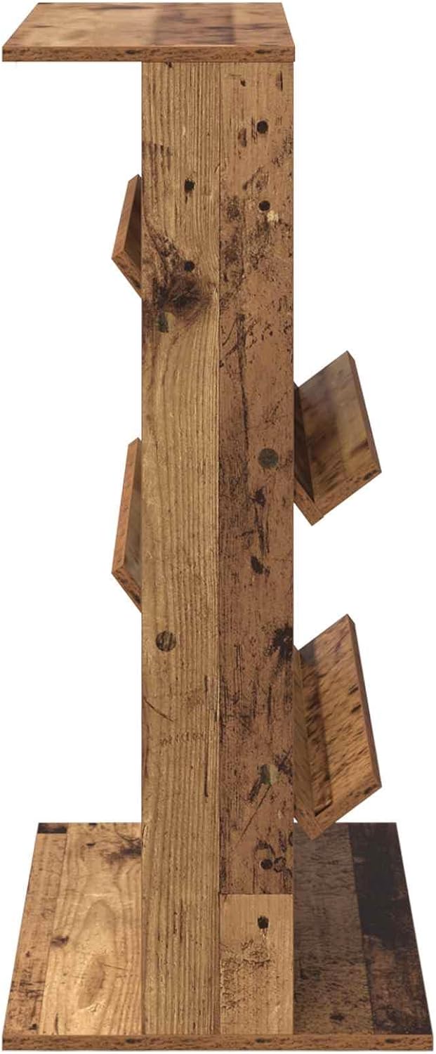 Magazinregal mit Regal aus Altholz Holzwerkstoff 70 x 41 x 96 cm freistehend mit 2 Regalen für Wohnz