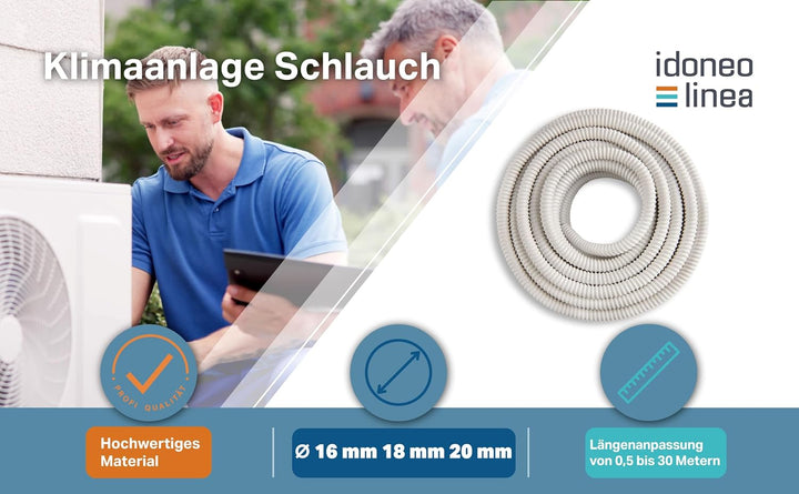 Kondensatschlauch 1-30m Ø 16mm Ø 18mm Ø 20mm Klimaschlauch Zuschneidbar Glatte Flexibel Kondenswasse