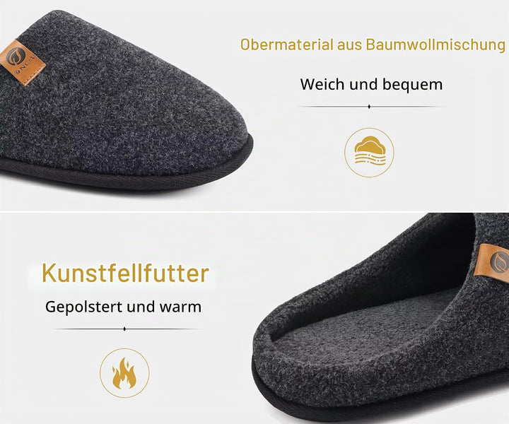 ONCAI Hausschuhe Herren Rückstellschaum Warme Stricken Filz Flauschig Plüsch Pantoffeln für Manner m