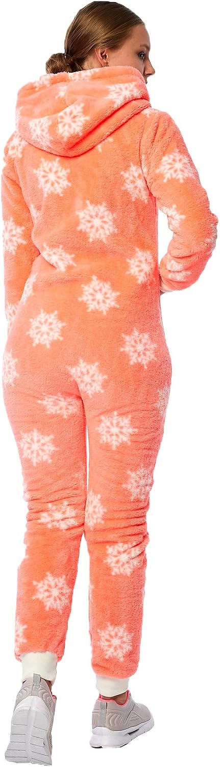 Crazy Age Teddyfleece Teddyfell mit Muster Jumpsuit flauschig und kuschelig One Piece Overall warm M