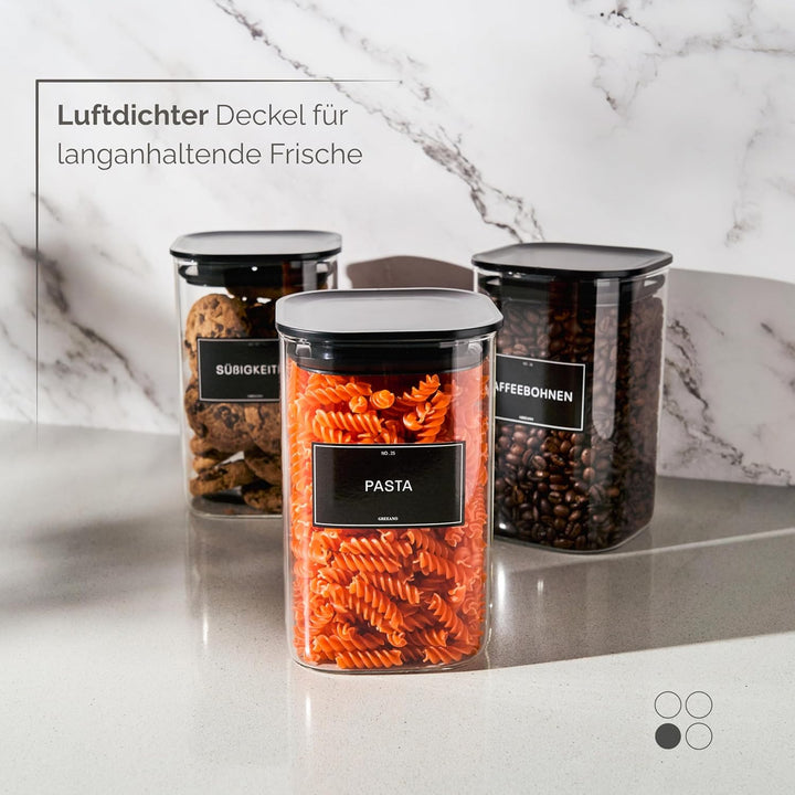 Vorratsgläser eckig mit Deckel 1300ml [3er Set] 3x 1300ml, 3x 1300ml
