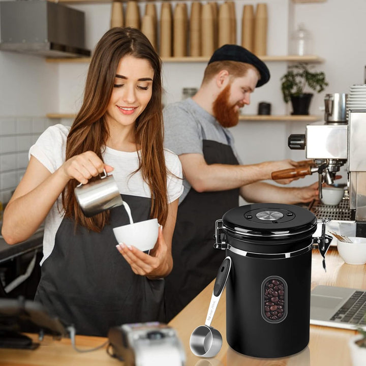 ROCKY&amp;CHAO Kaffeedose Luftdicht aus Edelstahl 2,8L Kaffeebhnen Behälter Vorratsdose für Tee Nüsse Ka