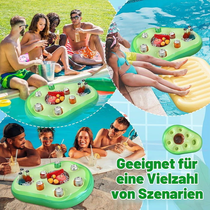 Obst Poolbar, Aufblasbarer Getränkehalter Schwimmender, 2in1-Getränke und Snackhalter Poolbar 8 Löch