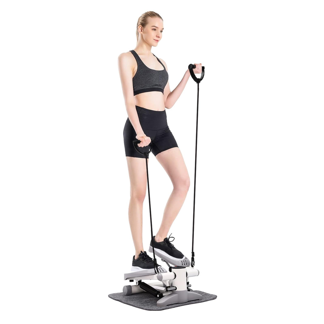 Mini Stepper mit Widerstandsbändern, Treppenstepper Swing Stepper 150kg Einstellbare Höhe LED-Displa