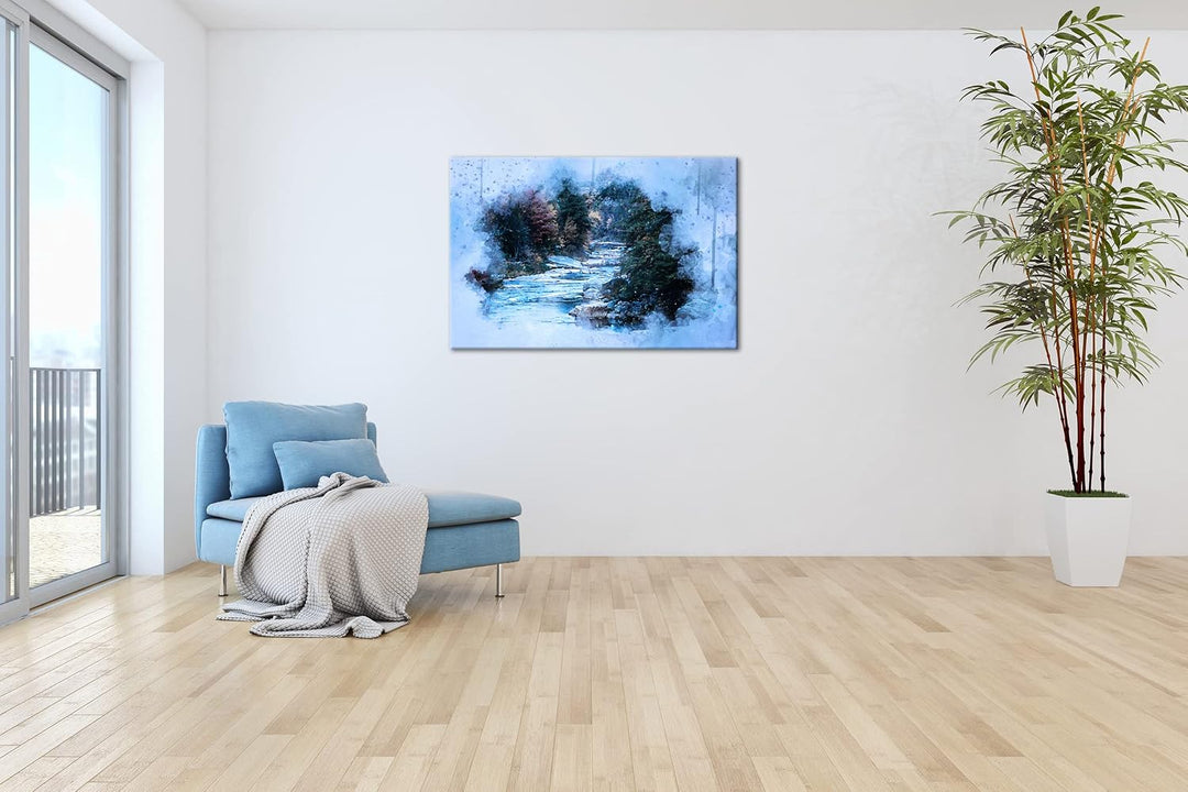 deyoli Flusslauf im zauberhaften Wald Format: 80x60 als Leinwandbild, Motiv fertig gerahmt auf Echth