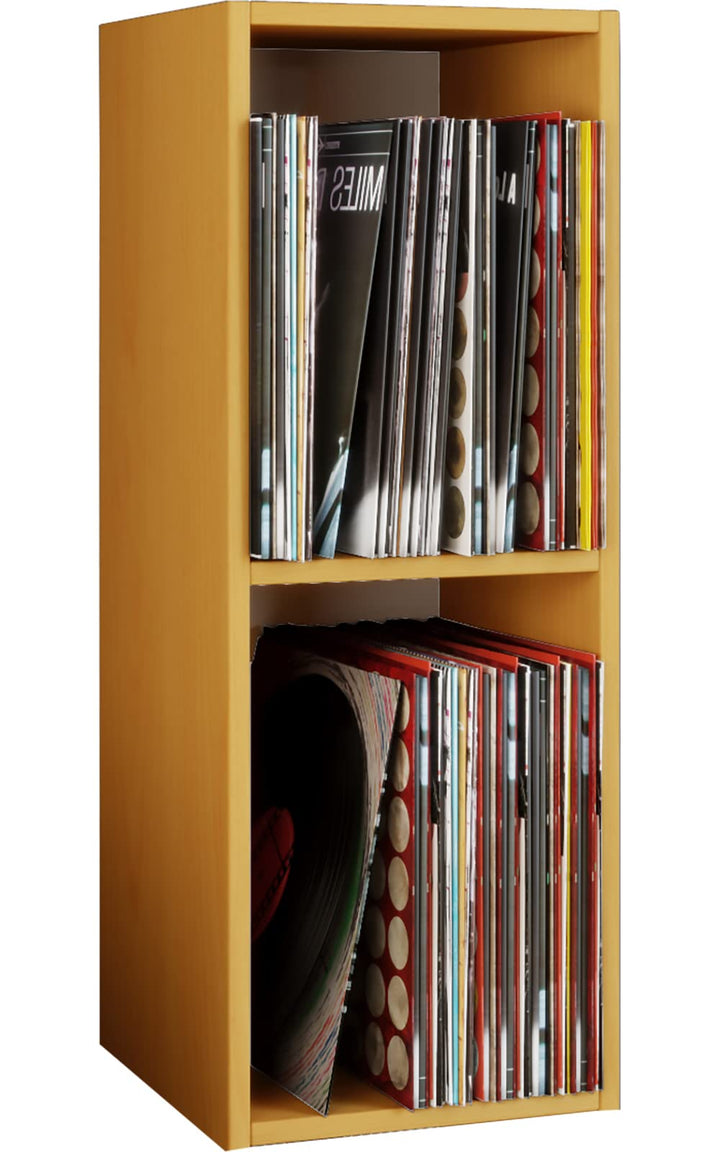 VCM Holz Schallplatten LP Stand Regal Archivierung Ständer Aufbewahrung Platto 2fach Buche, Buche