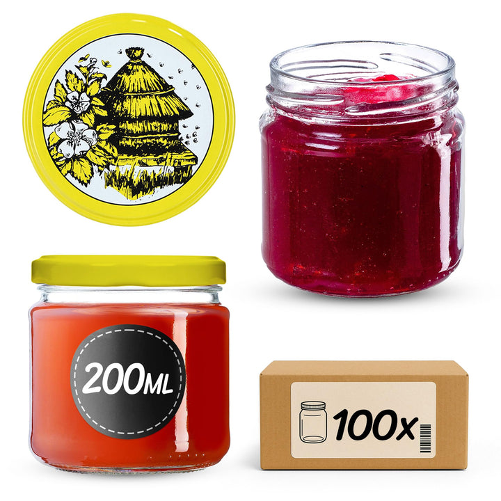 KADAX 100er Set Einmachgläser 200ml TO66, Marmeladengläser Vorratsgläser Mason Jar mit Schraubdeckel