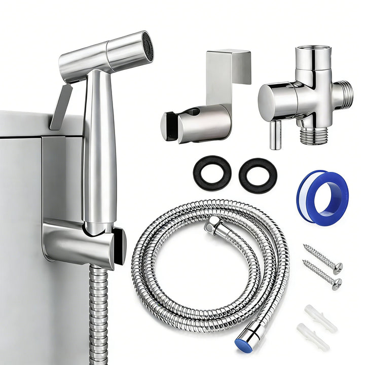 Edelstahl Bidet Handbrause Set für Toilette – WC Brause mit T-Adapter, Halterung &amp; 1,5m Schlauch, Wa