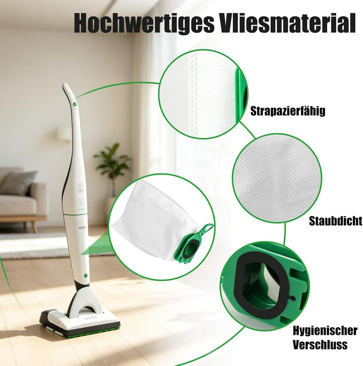 12 Stück Staubsaugerbeutel kompatibel mit Vorwerk Kobold VB100 FP100