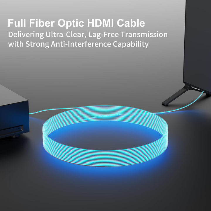 RUIPRO 8K HDMI 2.1 Kabel mit abnehmbarem Stecker aus reiner Glasfaser, 200 m, armiert, Ultra High Sp