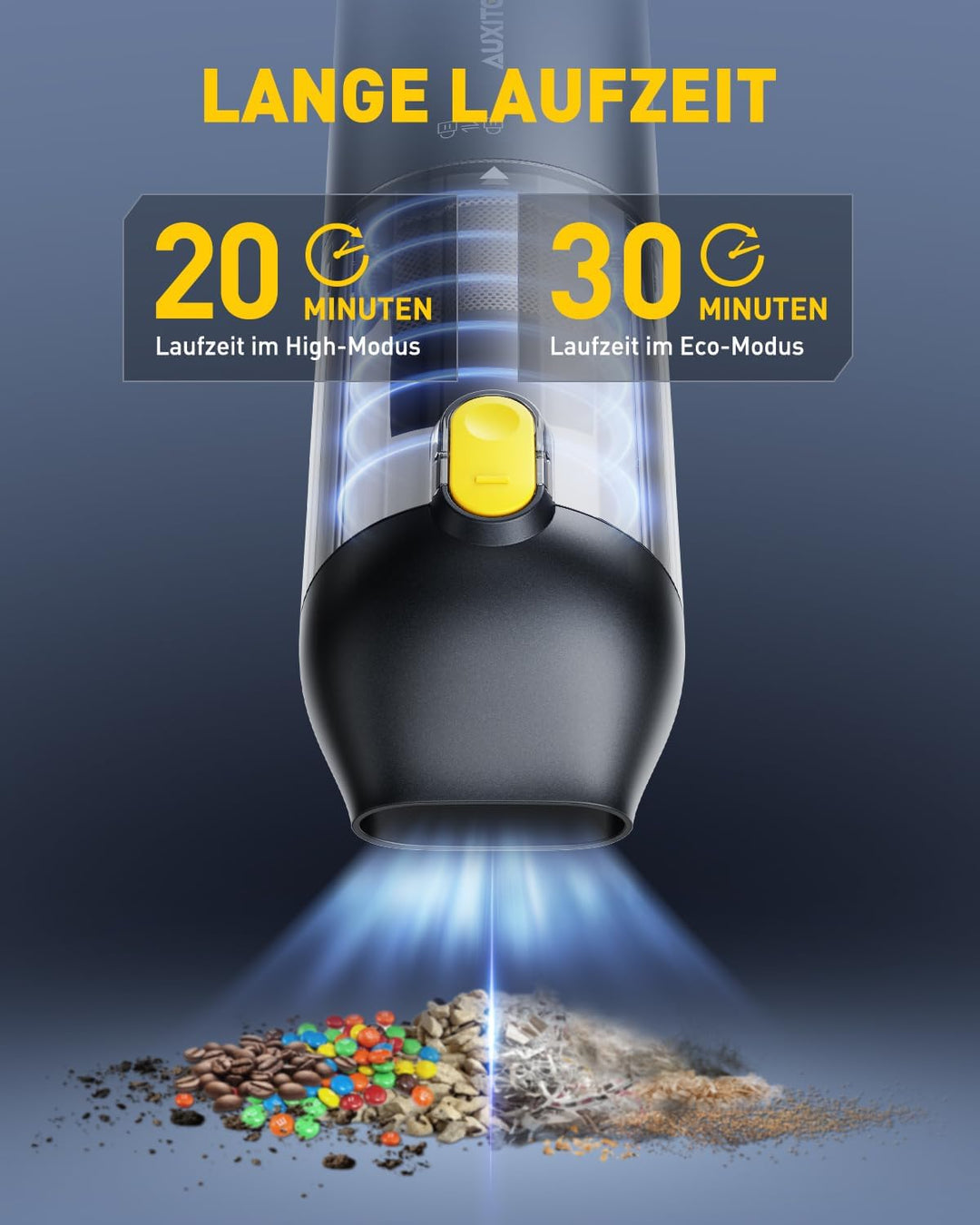 AUXITO Autostaubsauger Akku 24000 Pa,4-in-1Mini Handstaubsauger Kabellos | mit Blas- &amp; Saugfunktion,