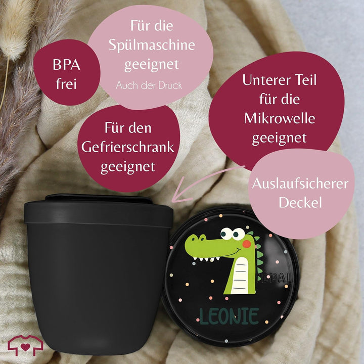Shirtracer Mepal Müslibecher personalisiert Süsses Krokodil Name 4 Schwarz, 4 Schwarz