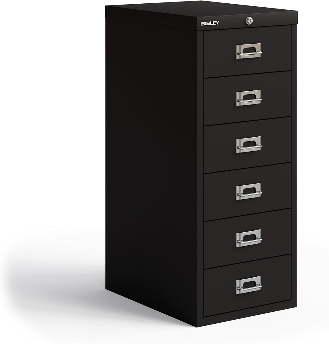 BISLEY MultiDrawer, LA296, DIN A4, 6 Schubladen, 633 schwarz, Metall, Schwarz