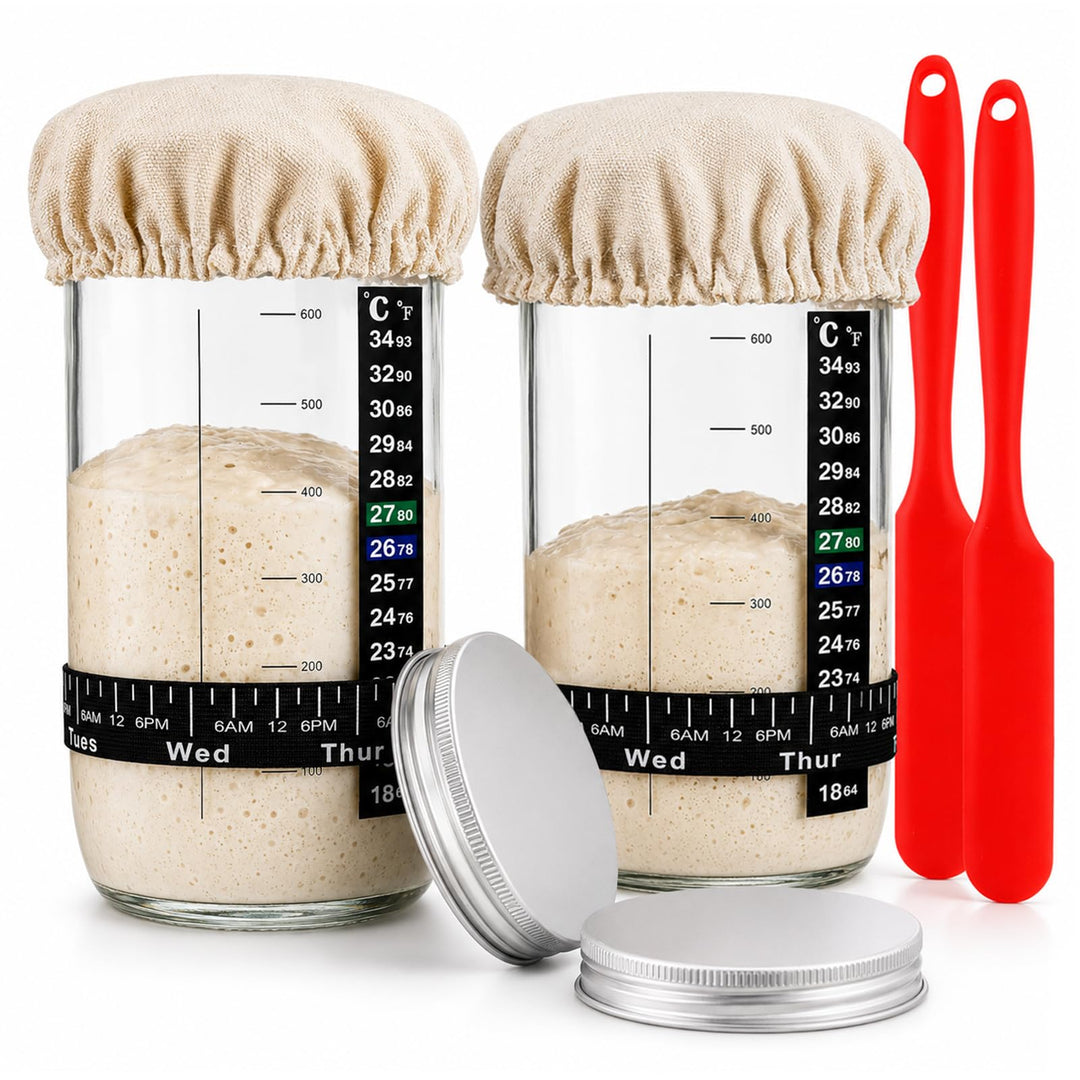 2 Stück 730ml Sauerteig Glas, Spülmaschinenfest Wiederverwendbar