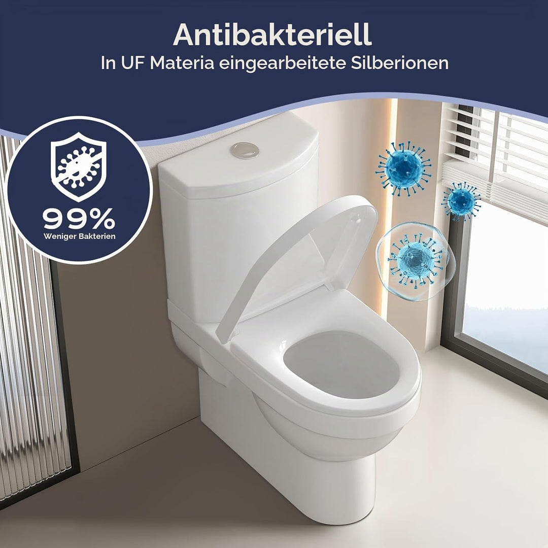SAMODRA Premium Toilettendeckel D-Form,WC Sitz mit Absenkautomatik,Weiss Klodeckel mit Quick-Release