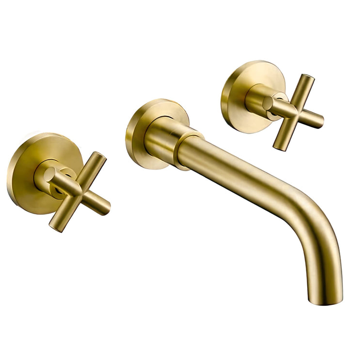 VALAZ Wasserhahn Bad Unterputz Goldfarben | Waschbecken Zweigriff, Warm und Kaltwassermischer, Wasse