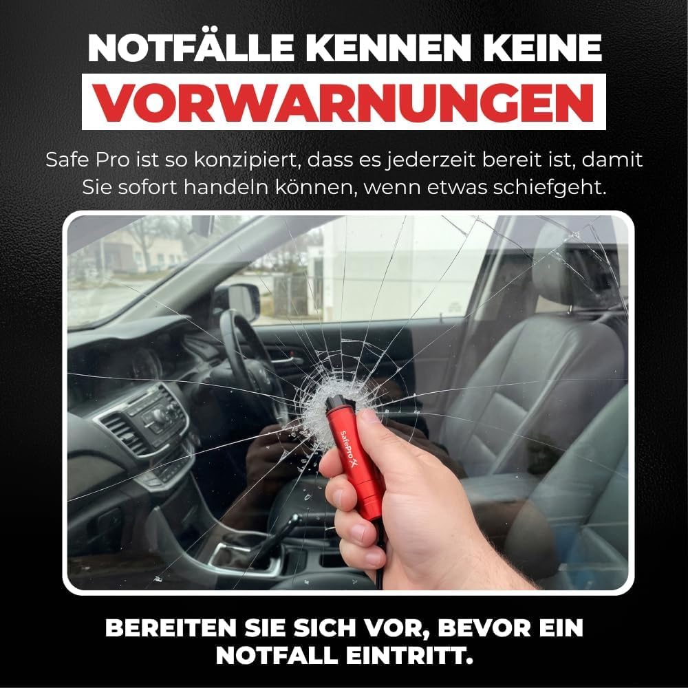Notfallhammer Auto mit Gurtschneider - Lebensrettender Kompakt Federkörner Glasbrecher - Sicherheit