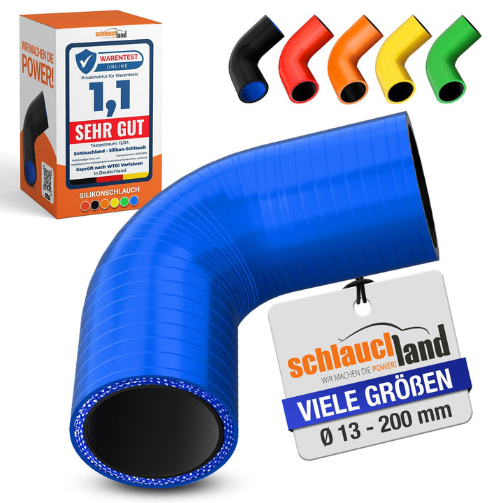4 Stück | Silikonbogen 90° Grad ID-Ø 34mm blau 200°C | VIELE GRÖSSEN &amp; FARBEN | Silikon-Schlauch Lad